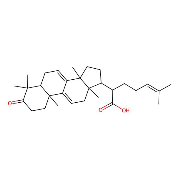 2D Structure of 6-Methyl-2-(4,4,10,13,14-pentamethyl-3-oxo-1,2,5,6,12,15,16,17-octahydrocyclopenta[a]phenanthren-17-yl)hept-5-enoic acid