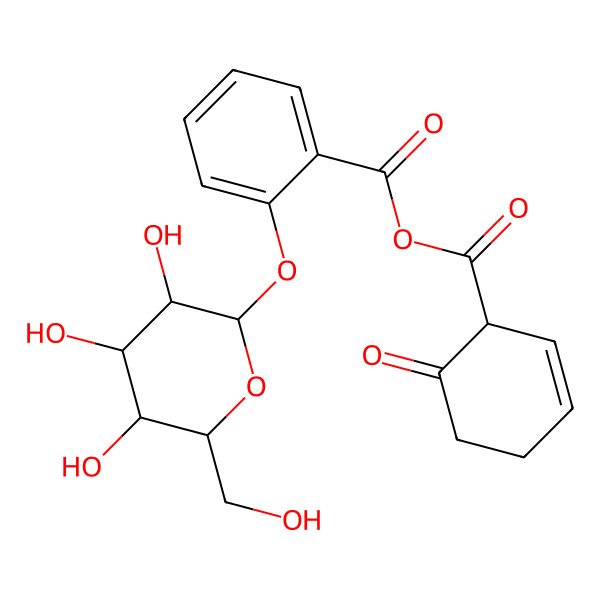 2D Structure of [(1R)-6-oxocyclohex-2-ene-1-carbonyl] 2-[(2S,3R,4S,5S,6R)-3,4,5-trihydroxy-6-(hydroxymethyl)oxan-2-yl]oxybenzoate