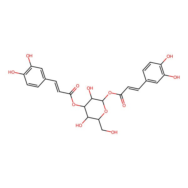 2D Structure of [(2S,3R,4S,5R,6R)-2-[(Z)-3-(3,4-dihydroxyphenyl)prop-2-enoyl]oxy-3,5-dihydroxy-6-(hydroxymethyl)oxan-4-yl] (E)-3-(3,4-dihydroxyphenyl)prop-2-enoate
