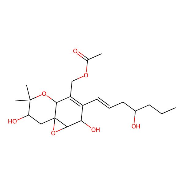 2D Structure of [2,7-dihydroxy-3-(4-hydroxyhept-1-enyl)-6,6-dimethyl-2,4a,7,8-tetrahydro-1aH-oxireno[2,3-e]chromen-4-yl]methyl acetate