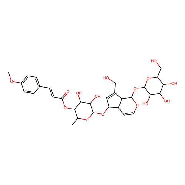 2D Structure of [4,5-Dihydroxy-6-[[7-(hydroxymethyl)-1-[3,4,5-trihydroxy-6-(hydroxymethyl)oxan-2-yl]oxy-1,4a,5,7a-tetrahydrocyclopenta[c]pyran-5-yl]oxy]-2-methyloxan-3-yl] 3-(4-methoxyphenyl)prop-2-enoate