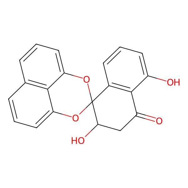 2D Structure of (3S)-3,8-dihydroxyspiro[2,3-dihydronaphthalene-4,3'-2,4-dioxatricyclo[7.3.1.05,13]trideca-1(12),5,7,9(13),10-pentaene]-1-one