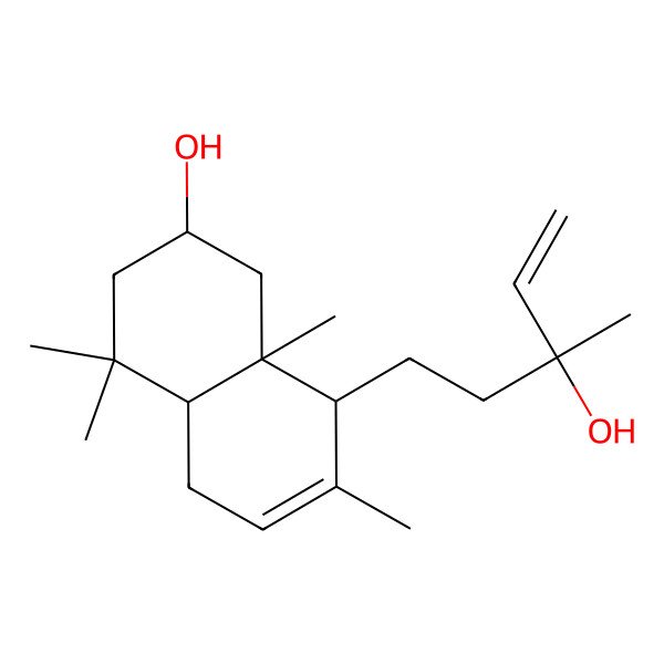 2D Structure of (2S,4aR,8S,8aS)-8-[(3S)-3-hydroxy-3-methylpent-4-enyl]-4,4,7,8a-tetramethyl-1,2,3,4a,5,8-hexahydronaphthalen-2-ol