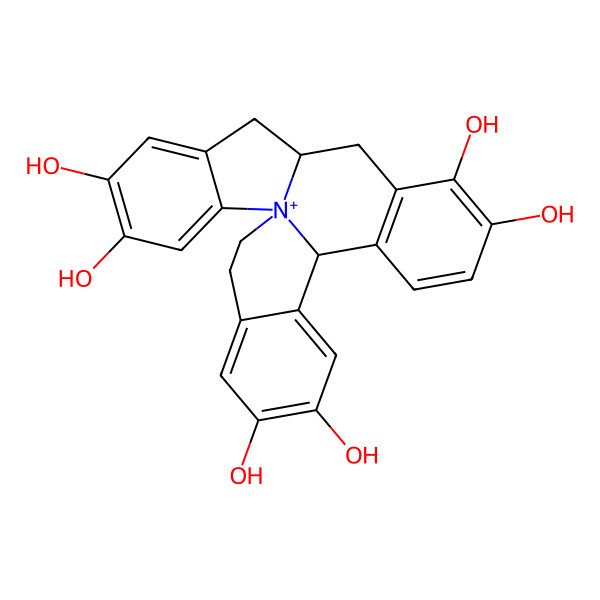 2D Structure of (9R,17R)-1-azoniahexacyclo[15.8.0.01,9.02,7.011,16.018,23]pentacosa-2,4,6,11(16),12,14,18,20,22-nonaene-4,5,12,13,20,21-hexol