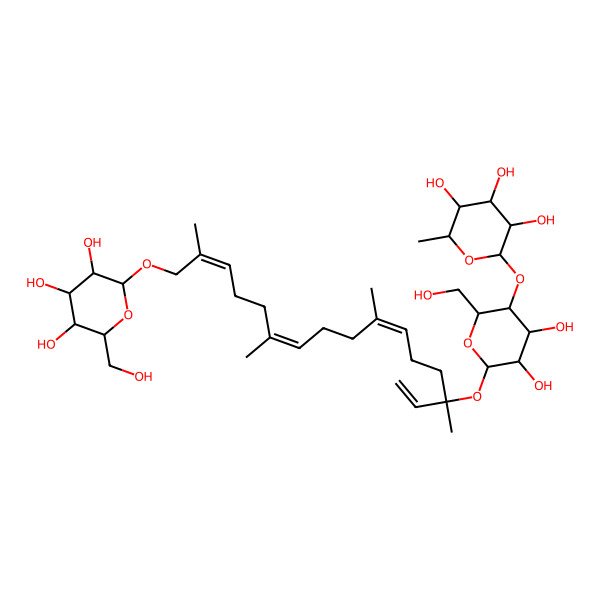 2D Structure of 2-[4,5-Dihydroxy-2-(hydroxymethyl)-6-[3,7,11,15-tetramethyl-16-[3,4,5-trihydroxy-6-(hydroxymethyl)oxan-2-yl]oxyhexadeca-1,6,10,14-tetraen-3-yl]oxyoxan-3-yl]oxy-6-methyloxane-3,4,5-triol