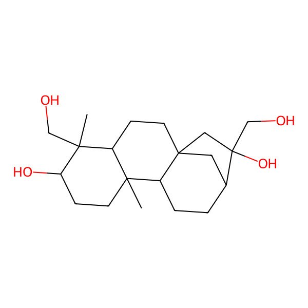 2D Structure of (1S,4S,5R,6R,9S,10R,13R,14R)-5,14-bis(hydroxymethyl)-5,9-dimethyltetracyclo[11.2.1.01,10.04,9]hexadecane-6,14-diol