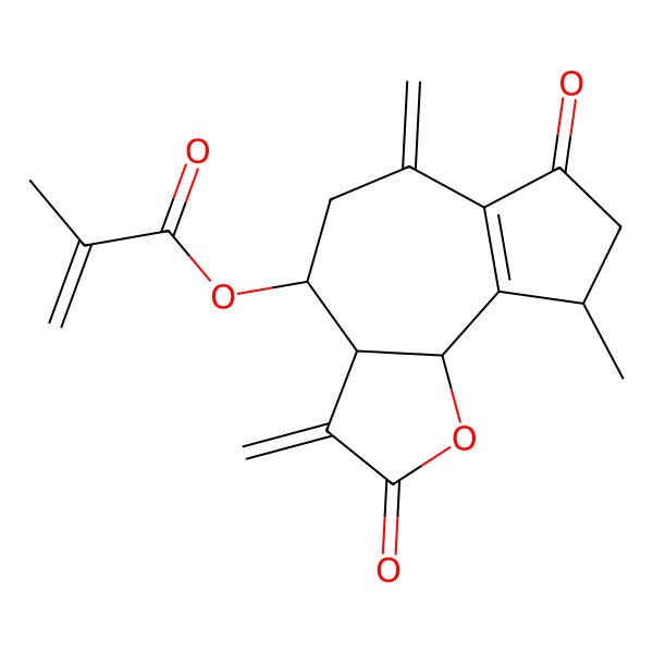2D Structure of (9-Methyl-3,6-dimethylidene-2,7-dioxo-3a,4,5,8,9,9b-hexahydroazuleno[4,5-b]furan-4-yl) 2-methylprop-2-enoate