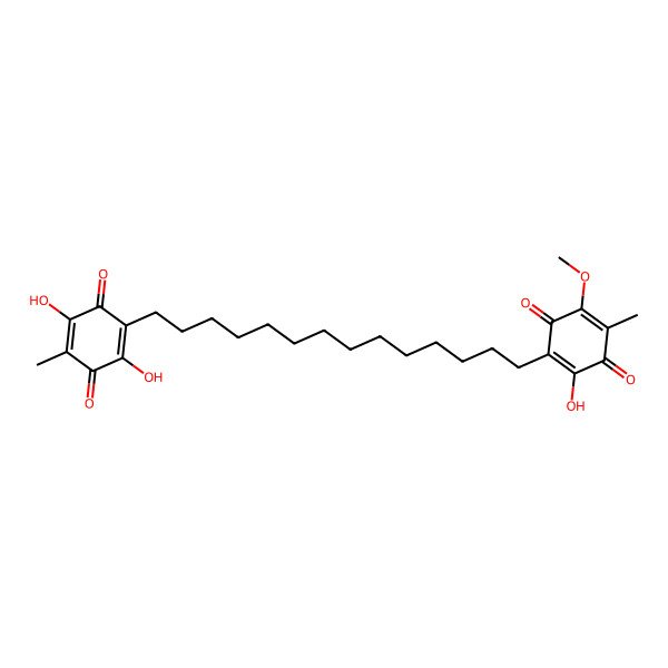 2D Structure of 2,5-Dihydroxy-3-[14-(2-hydroxy-5-methoxy-4-methyl-3,6-dioxocyclohexa-1,4-dien-1-yl)tetradecyl]-6-methylcyclohexa-2,5-diene-1,4-dione