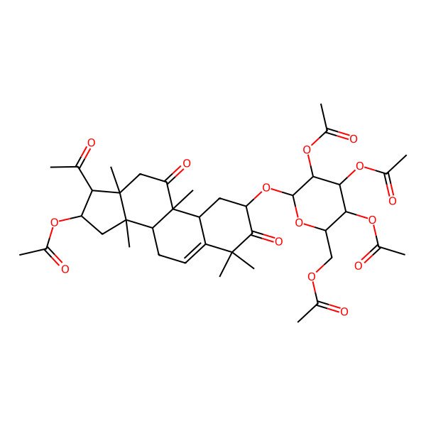 2D Structure of [(2R,3R,4S,5R,6S)-6-[[(2S,8S,9R,10R,13R,14S,16R,17R)-17-acetyl-16-acetyloxy-4,4,9,13,14-pentamethyl-3,11-dioxo-2,7,8,10,12,15,16,17-octahydro-1H-cyclopenta[a]phenanthren-2-yl]oxy]-3,4,5-triacetyloxyoxan-2-yl]methyl acetate