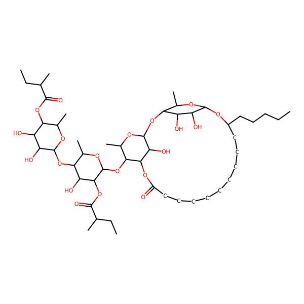 2D Structure of [(2S,3R,4S,5R,6S)-4,5-dihydroxy-6-[(2S,3R,4R,5R,6S)-4-hydroxy-2-methyl-5-[(2S)-2-methylbutanoyl]oxy-6-[[(1R,3S,5S,6S,7S,19S,21R,23S,24S,25R,26R)-24,25,26-trihydroxy-5,23-dimethyl-9-oxo-19-pentyl-2,4,8,20,22-pentaoxatricyclo[19.2.2.13,7]hexacosan-6-yl]oxy]oxan-3-yl]oxy-2-methyloxan-3-yl] (2S)-2-methylbutanoate