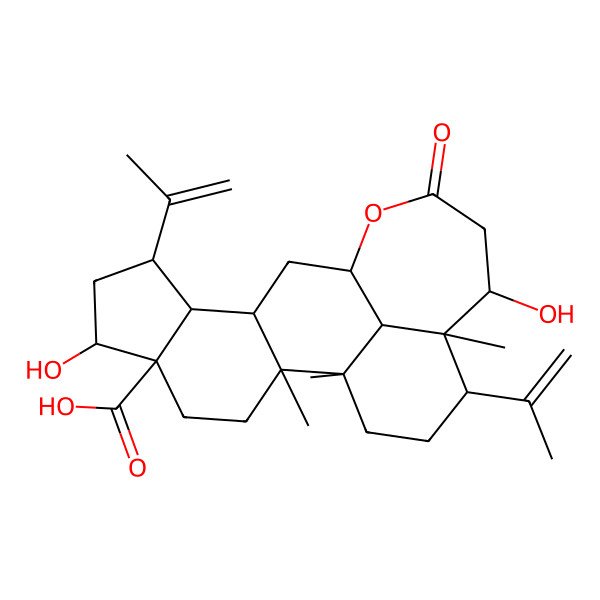 2D Structure of 6,16-Dihydroxy-1,2,17-trimethyl-14-oxo-8,18-bis(prop-1-en-2-yl)-13-oxapentacyclo[10.8.1.02,10.05,9.017,21]henicosane-5-carboxylic acid