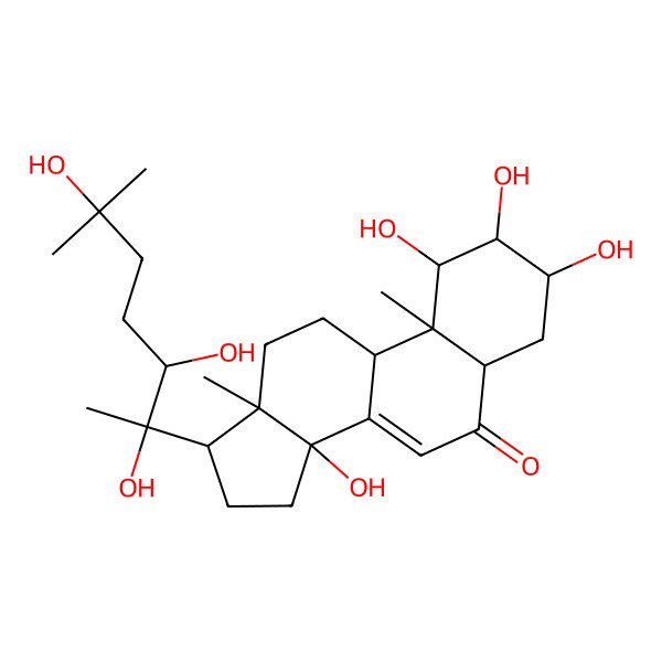 2D Structure of (1R,2R,3R,5R,9R,10R,13R,14S,17S)-1,2,3,14-tetrahydroxy-10,13-dimethyl-17-[(2R,3R)-2,3,6-trihydroxy-6-methylheptan-2-yl]-2,3,4,5,9,11,12,15,16,17-decahydro-1H-cyclopenta[a]phenanthren-6-one