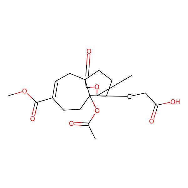 2D Structure of 3-(7-Acetyloxy-4-methoxycarbonyl-9-methyl-11-oxo-10-oxatricyclo[6.3.2.01,7]tridec-3-en-9-yl)propanoic acid