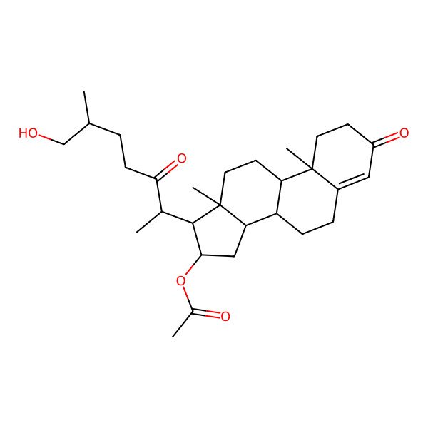 2D Structure of [(8S,9S,10R,13S,14S,16R,17R)-17-[(2S)-7-hydroxy-6-methyl-3-oxoheptan-2-yl]-10,13-dimethyl-3-oxo-1,2,6,7,8,9,11,12,14,15,16,17-dodecahydrocyclopenta[a]phenanthren-16-yl] acetate