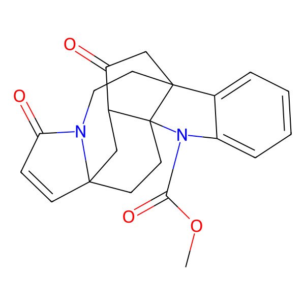 2D Structure of methyl (1R,9R,12R,21R)-15,20-dioxo-8,16-diazahexacyclo[10.6.4.01,9.02,7.09,21.012,16]docosa-2,4,6,13-tetraene-8-carboxylate