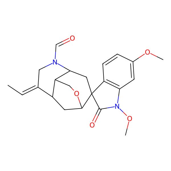 2D Structure of (1R,2S,4S,8R,9S)-7-ethylidene-1',6'-dimethoxy-2'-oxospiro[11-oxa-5-azatricyclo[6.3.1.04,9]dodecane-2,3'-indole]-5-carbaldehyde