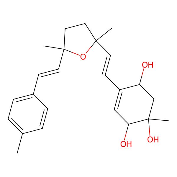 2D Structure of 5-[2-[2,5-Dimethyl-5-[2-(4-methylphenyl)ethenyl]oxolan-2-yl]ethenyl]-2-methylcyclohex-5-ene-1,2,4-triol