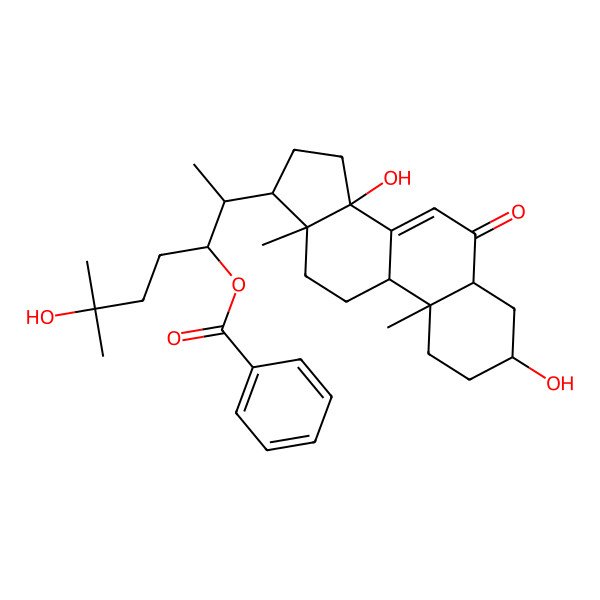 2D Structure of [(2S,3R)-2-[(3S,5R,9R,10R,13R,14S,17R)-3,14-dihydroxy-10,13-dimethyl-6-oxo-2,3,4,5,9,11,12,15,16,17-decahydro-1H-cyclopenta[a]phenanthren-17-yl]-6-hydroxy-6-methylheptan-3-yl] benzoate