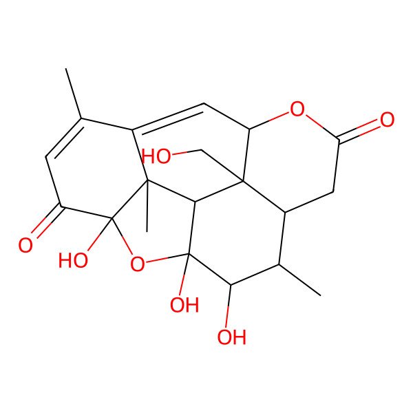 2D Structure of 5,7,8-Trihydroxy-15-(hydroxymethyl)-2,9,17-trimethyl-6,13-dioxapentacyclo[12.3.1.05,17.07,16.010,15]octadeca-1(18),2-diene-4,12-dione