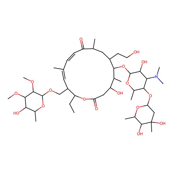 2D Structure of (4R,5S,6S,7R,9R,11E,13E,15R,16R)-6-[(2R,3R,4R,5S,6R)-5-[(2S,4R,5S,6S)-4,5-dihydroxy-4,6-dimethyloxan-2-yl]oxy-4-(dimethylamino)-3-hydroxy-6-methyloxan-2-yl]oxy-16-ethyl-4-hydroxy-15-[[(2R,3R,4R,5R,6R)-5-hydroxy-3,4-dimethoxy-6-methyloxan-2-yl]oxymethyl]-7-(2-hydroxyethyl)-5,9,13-trimethyl-1-oxacyclohexadeca-11,13-diene-2,10-dione