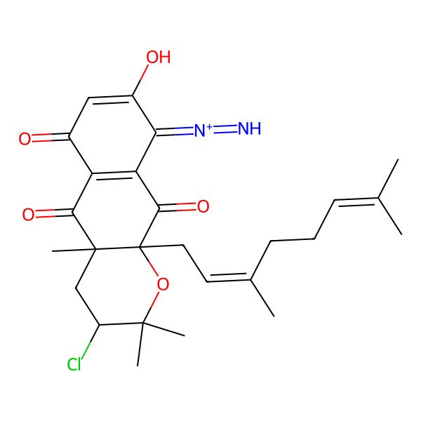 2D Structure of [3-Chloro-10a-(3,7-dimethylocta-2,6-dienyl)-8-hydroxy-2,2,4a-trimethyl-5,6,10-trioxo-3,4-dihydrobenzo[g]chromen-9-ylidene]-iminoazanium