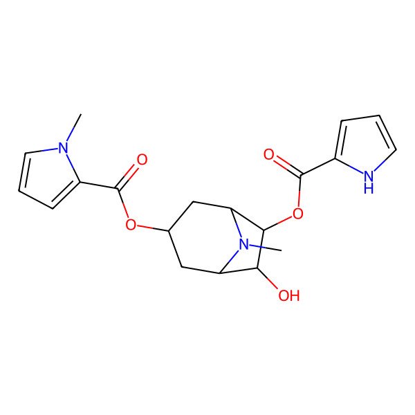 2D Structure of [(1R,3R,5S,6R,7S)-6-hydroxy-8-methyl-7-(1H-pyrrole-2-carbonyloxy)-8-azabicyclo[3.2.1]octan-3-yl] 1-methylpyrrole-2-carboxylate