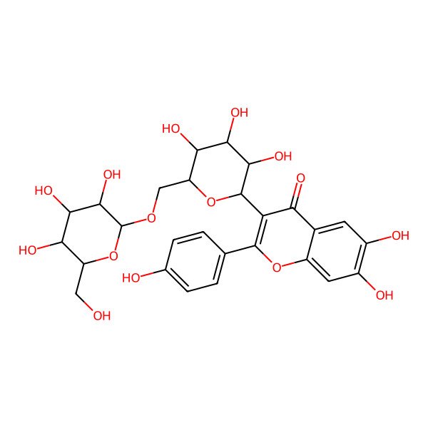 2D Structure of 6,7-Dihydroxy-2-(4-hydroxyphenyl)-3-[3,4,5-trihydroxy-6-[[3,4,5-trihydroxy-6-(hydroxymethyl)oxan-2-yl]oxymethyl]oxan-2-yl]chromen-4-one