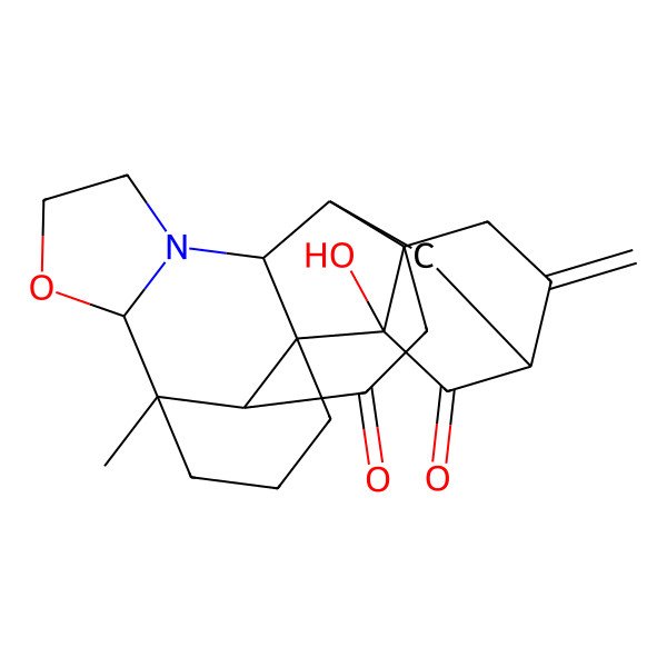 2D Structure of 21-Hydroxy-5-methyl-15-methylidene-7-oxa-10-azaheptacyclo[12.6.2.01,11.05,20.06,10.012,17.017,21]docosane-19,22-dione