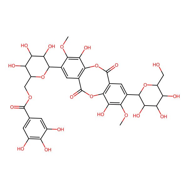 2D Structure of [6-[4,10-Dihydroxy-3,9-dimethoxy-6,12-dioxo-8-[3,4,5-trihydroxy-6-(hydroxymethyl)oxan-2-yl]benzo[c][1,5]benzodioxocin-2-yl]-3,4,5-trihydroxyoxan-2-yl]methyl 3,4,5-trihydroxybenzoate