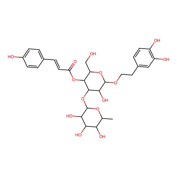 2D Structure of [6-[2-(3,4-Dihydroxyphenyl)ethoxy]-5-hydroxy-2-(hydroxymethyl)-4-(3,4,5-trihydroxy-6-methyloxan-2-yl)oxyoxan-3-yl] 3-(4-hydroxyphenyl)prop-2-enoate
