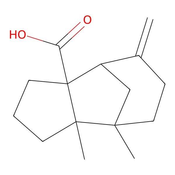 2D Structure of (3aR)-1,2,4,5,6,7,8,8a-Octahydro-8,8aalpha-dimethyl-5-methylene-4beta,8beta-methanoazulene-3aalpha(3H)-carboxylic acid 2D Structure of (3aR)-1,2,4,5,6,7,8,8a-Octahydro-8,8aalpha-dimethyl-5-methylene-4beta,8beta-methanoazulene-3aalpha(3H)-carboxylic acid