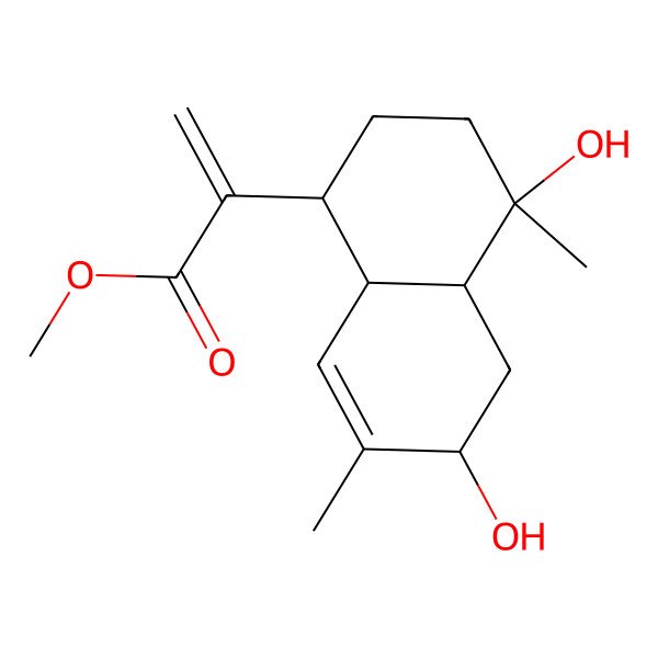 2D Structure of methyl 2-[(1R,4R,4aR,6S,8aR)-4,6-dihydroxy-4,7-dimethyl-2,3,4a,5,6,8a-hexahydro-1H-naphthalen-1-yl]prop-2-enoate