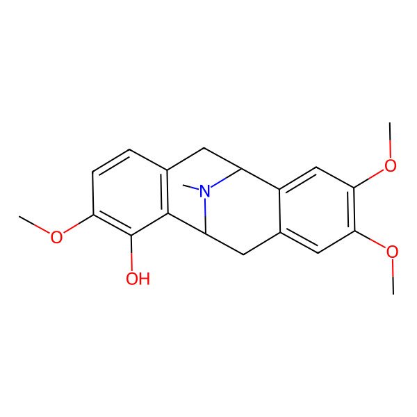 2D Structure of (1R,9R)-4,12,13-trimethoxy-17-methyl-17-azatetracyclo[7.7.1.02,7.010,15]heptadeca-2(7),3,5,10,12,14-hexaen-3-ol