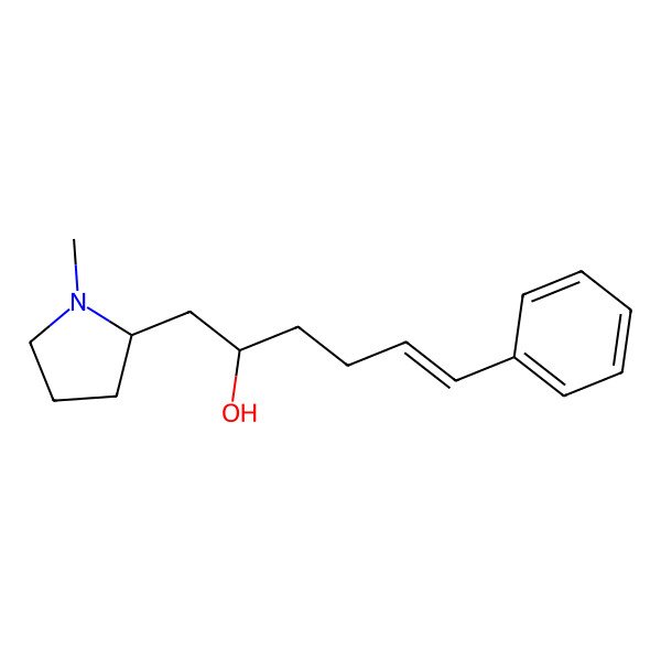 2D Structure of (E,2R)-1-[(2R)-1-methylpyrrolidin-2-yl]-6-phenylhex-5-en-2-ol