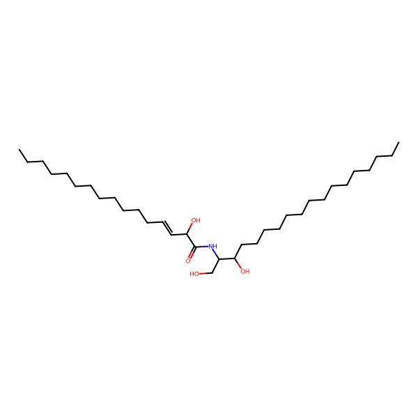 2D Structure of (E,2R)-N-[(2S,3R)-1,3-dihydroxyoctadecan-2-yl]-2-hydroxyhexadec-3-enamide