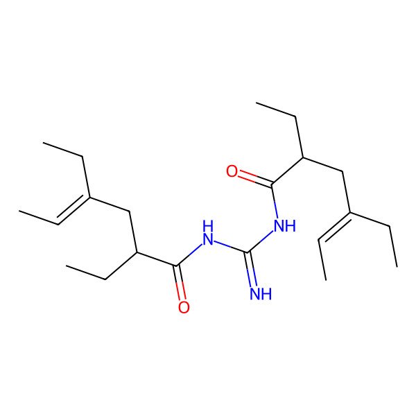 2D Structure of (E,2R)-N-[N-[(E,2S)-2,4-diethylhex-4-enoyl]carbamimidoyl]-2,4-diethylhex-4-enamide
