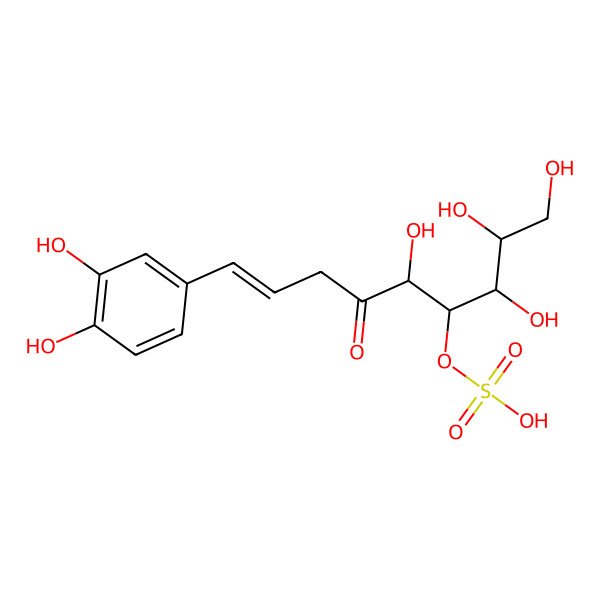 2D Structure of [(E,2R,3R,4S,5R)-9-(3,4-dihydroxyphenyl)-1,2,3,5-tetrahydroxy-6-oxonon-8-en-4-yl] hydrogen sulfate