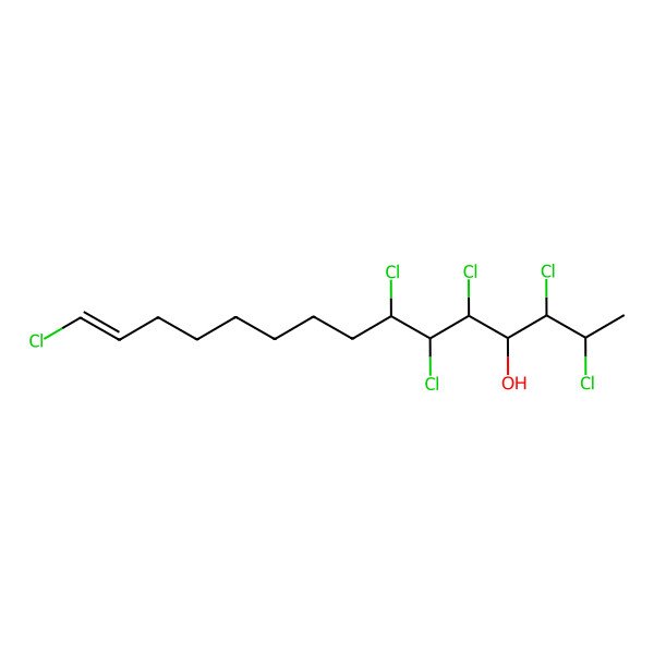 2D Structure of (E,2R,3S,4R,5S,6S,7R)-2,3,5,6,7,15-hexachloropentadec-14-en-4-ol