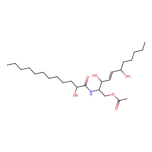 2D Structure of [(E,2R,3S,6R)-3,6-dihydroxy-2-[[(2R)-2-hydroxydodecanoyl]amino]undec-4-enyl] acetate