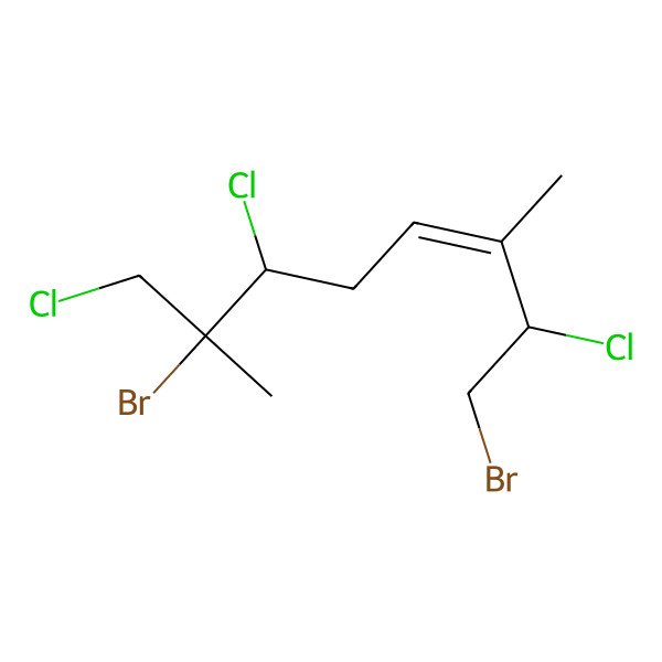 2D Structure of (E,2R,6R,7S)-1,7-dibromo-2,6,8-trichloro-3,7-dimethyloct-3-ene
