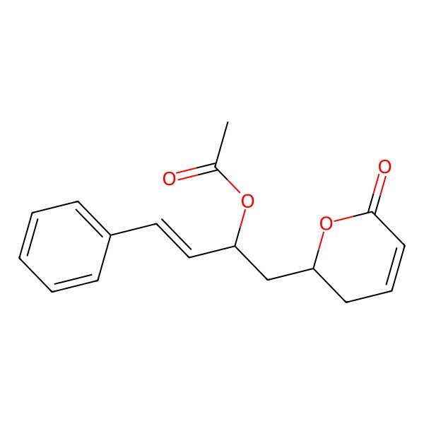 2D Structure of [(E,2S)-1-[(2R)-6-oxo-2,3-dihydropyran-2-yl]-4-phenylbut-3-en-2-yl] acetate