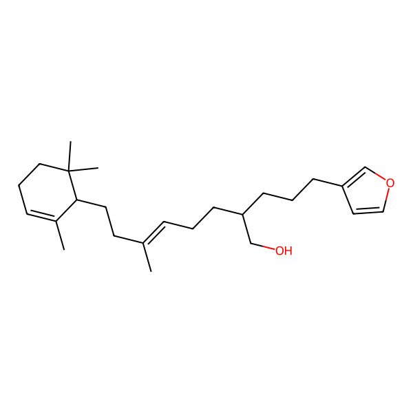 2D Structure of (E,2S)-2-[3-(furan-3-yl)propyl]-6-methyl-8-[(1S)-2,6,6-trimethylcyclohex-2-en-1-yl]oct-5-en-1-ol