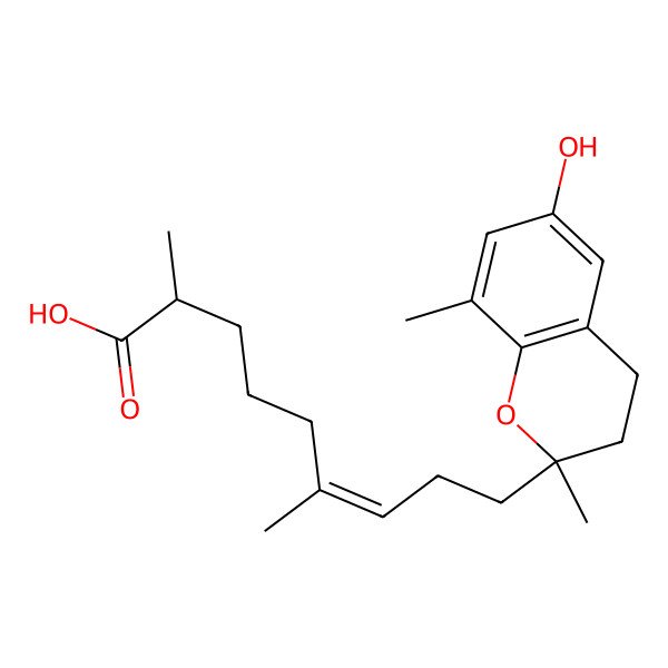 2D Structure of (E,2S)-9-[(2R)-6-hydroxy-2,8-dimethyl-3,4-dihydrochromen-2-yl]-2,6-dimethylnon-6-enoic acid
