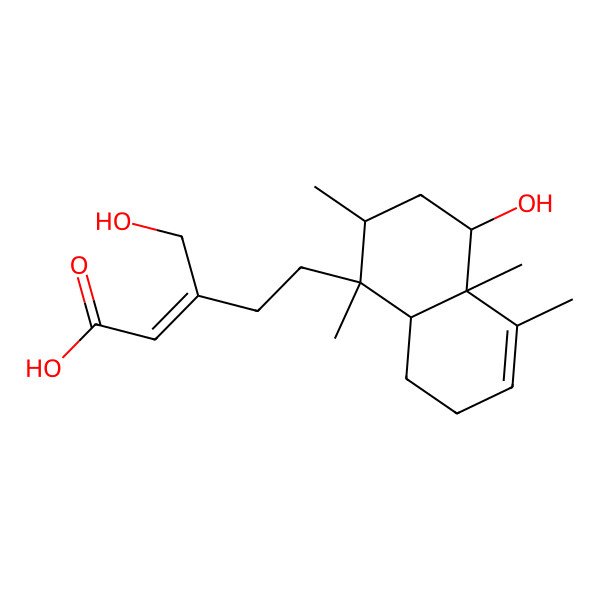 2D Structure of 5-[(1S,2R,4S,4aR,8aR)-4-hydroxy-1,2,4a,5-tetramethyl-2,3,4,7,8,8a-hexahydronaphthalen-1-yl]-3-(hydroxymethyl)pent-2-enoic acid