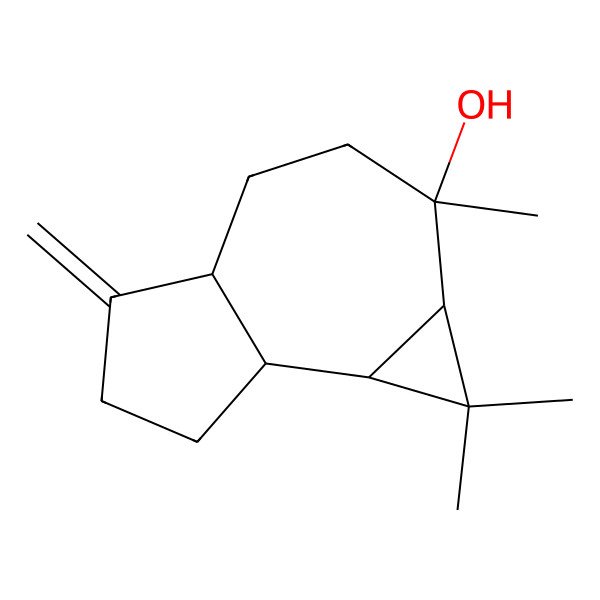 2D Structure of (1aR,2R,4aS,7aS,7bS)-1,1,2-trimethyl-5-methylidene-1a,3,4,4a,6,7,7a,7b-octahydrocyclopropa[e]azulen-2-ol