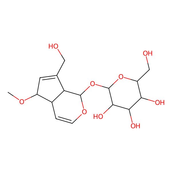 2D Structure of (2S,3R,4S,5S,6R)-2-[[(1S,4aR,5R,7aS)-7-(hydroxymethyl)-5-methoxy-1,4a,5,7a-tetrahydrocyclopenta[c]pyran-1-yl]oxy]-6-(hydroxymethyl)oxane-3,4,5-triol