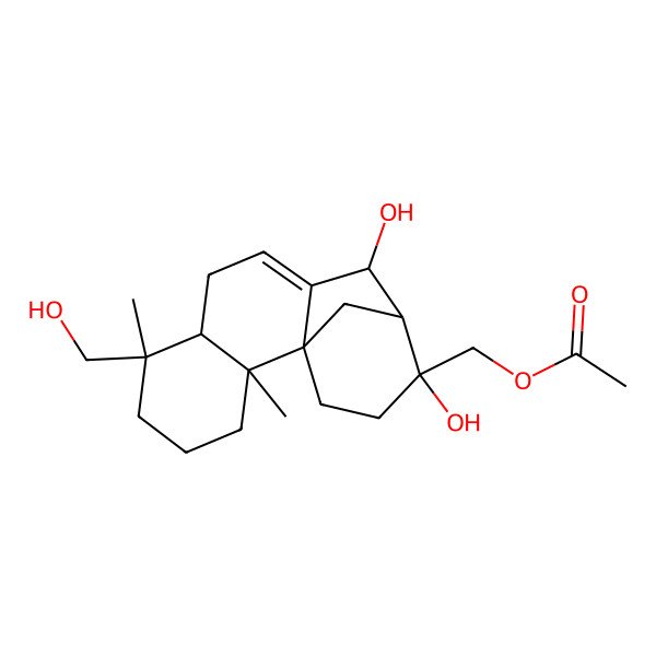 2D Structure of [11,13-Dihydroxy-6-(hydroxymethyl)-2,6-dimethyl-13-tetracyclo[10.3.1.01,10.02,7]hexadec-9-enyl]methyl acetate