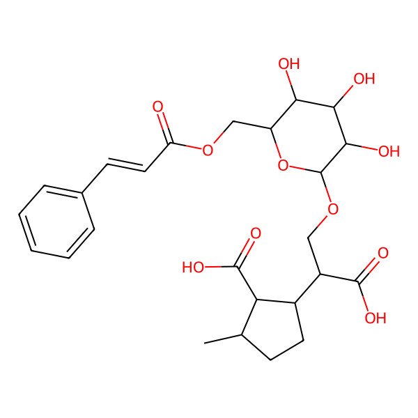 2D Structure of (1S,2S,5S)-2-[(1S)-1-carboxy-2-[(2R,3R,4S,5S,6R)-3,4,5-trihydroxy-6-[[(E)-3-phenylprop-2-enoyl]oxymethyl]oxan-2-yl]oxyethyl]-5-methylcyclopentane-1-carboxylic acid