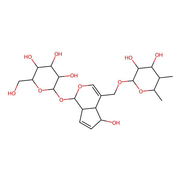 2D Structure of 2-[[4-[(3,4-Dihydroxy-5,6-dimethyloxan-2-yl)oxymethyl]-5-hydroxy-1,4a,5,7a-tetrahydrocyclopenta[c]pyran-1-yl]oxy]-6-(hydroxymethyl)oxane-3,4,5-triol