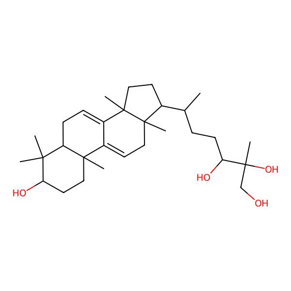 2D Structure of (6R)-6-[(3S,10S,13R,14R,17R)-3-hydroxy-4,4,10,13,14-pentamethyl-2,3,5,6,12,15,16,17-octahydro-1H-cyclopenta[a]phenanthren-17-yl]-2-methylheptane-1,2,3-triol